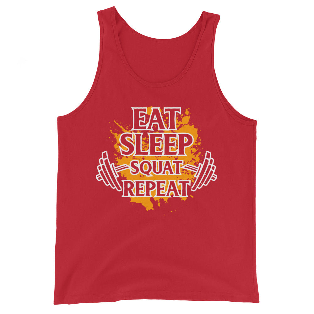 Eat, sleep, squat, repeat men workout Tank Top